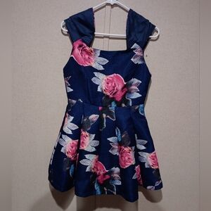 L’ATISTE NAVY MULTI COLORFUL  FLORAL FIT & FLARE DRESS-SIZEM-NWOT-STUNNING!